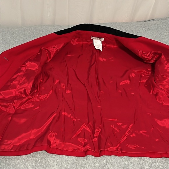 Vintage Red Wool Blazer Jacket Womens Size 8 Christmas Office Career Preppy - Picture 8 of 10